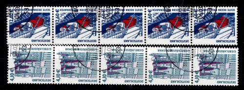 BRD Bund 2322-2323 R 5er Streifen gestempelt Rollenmarke SWK #DES70