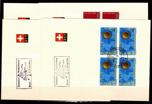 Schweiz 593-596 gestempelt 4er Block auf PTT Blättern #DET12
