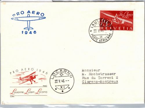 Schweiz 470 als Ersttagsbrief Flugpost #DET26