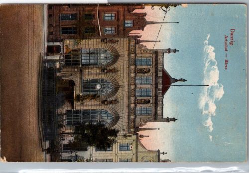 Ak Danzig Artushof Börse gelaufen 2.5.1921 #DET45