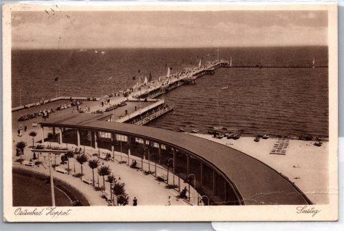 Ak Danzig Zoppot Seesteg gelaufen 1.9.1932 #DET55