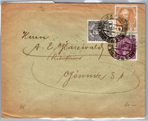 Österreich 161, 163, 165 auf Brief als Mischfrankatur #DET76