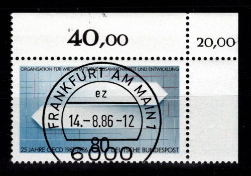 BRD Bund 1294 gestempelt KBWZ, Vollstempel, Originalgummi #OT490