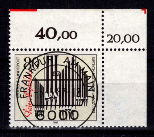 BRD Bund 1323 gestempelt KBWZ, Vollstempel, Originalgummi #DEO63