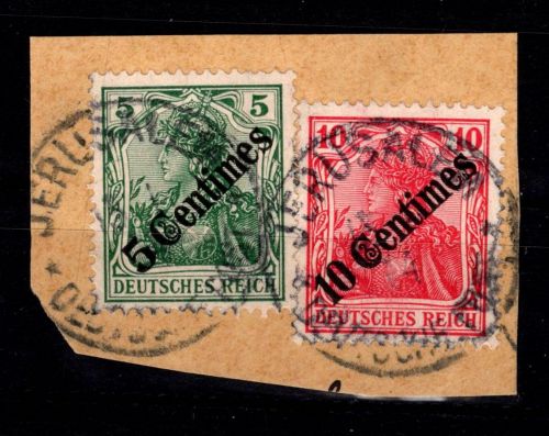Deutsche APA Türkei 48, 49 gestempelt mit Vollstempel auf Briefstück #DFN11