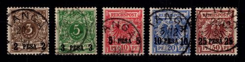 Deutsche Kolonien Ostafrika 1-5 gestempelt alle geprüft BPP/VÖB #DFN79