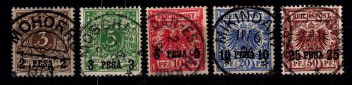 Deutsche Kolonien Ostafrika 1-5 gestempelt teilweise signiert HK #DFN80