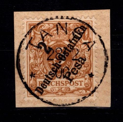 Deutsche Kolonien Ostafrika 10 gestempelt Vollstempel Tanga, auf Briefst. #DFN93