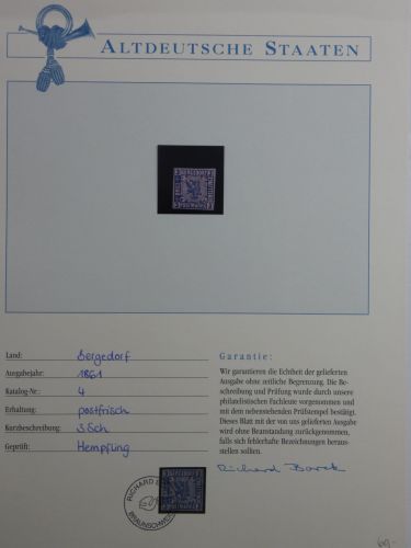 Bergedorf 4 postfrisch auf Borekseite mit Garantie #DFU61