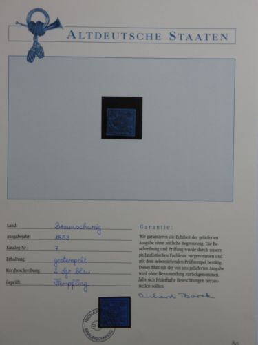 Braunschweig 7 gestempelt auf Borekseite mit Garantie #DFU64