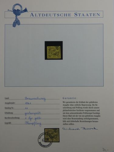 Braunschweig 11 gestempelt auf Borekseite mit Garantie #DFU67