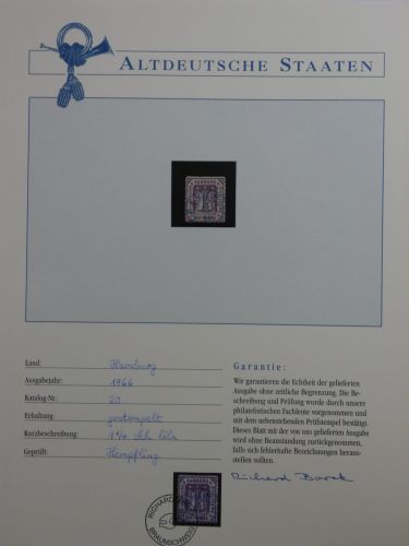 Hamburg 20 gestempelt auf Borekseite mit Garantie #DFU70