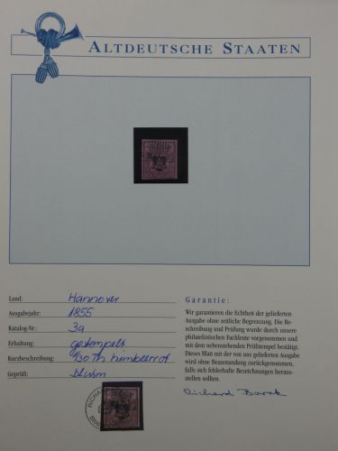 Hannover 3a gestempelt auf Borekseite mit Garantie #DFU71