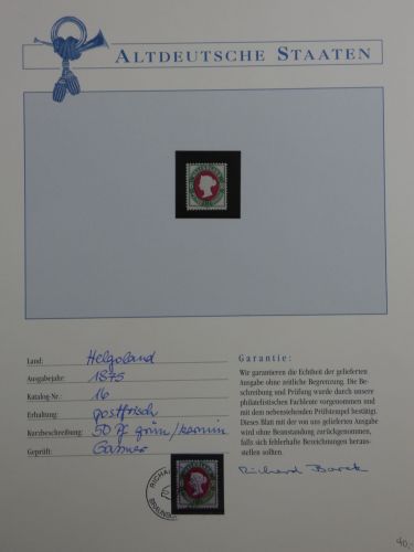 Helgoland 16 postfrisch auf Borekseite mit Garantie #DFU80