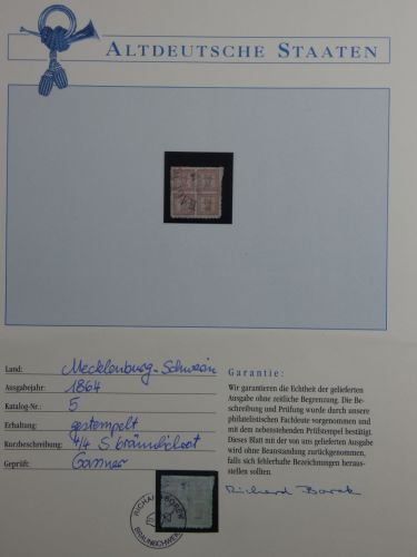Mecklenburg-Schwerin 5 gestempelt auf Borekseite mit Garantie #DFU82