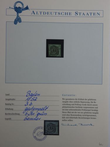 Baden 3 b gestempelt Borek Garantie #DFU87