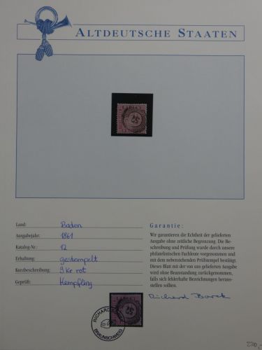 Baden 12 gestempelt Borek Garantie #DFU90