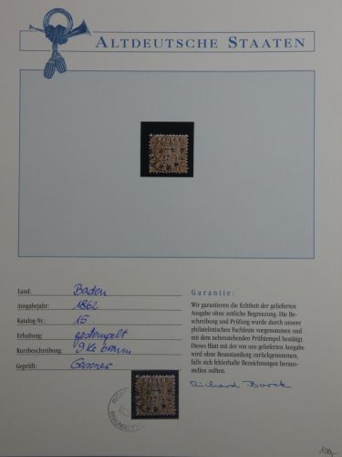 Baden 15 gestempelt Borek Garantie #DFU91