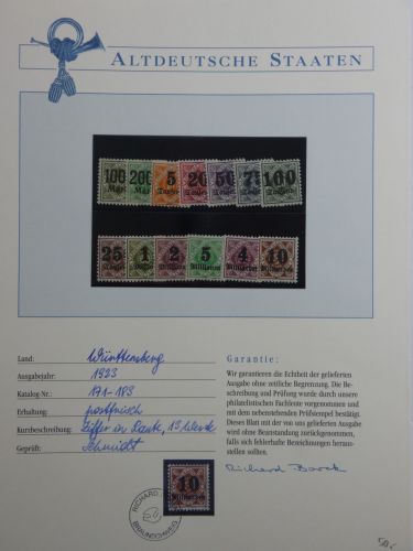 Württemberg Dienstmarken 171-183 postfrisch Borek Garantie #DFV12