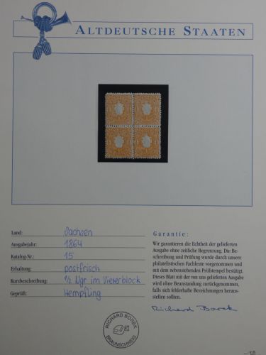 Sachsen 15 im Viererblock postfrisch Borek Garantie #DFV25