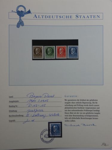 Bayern Dienstmarken 12-15 postfrisch Borek Garantie #DFV41