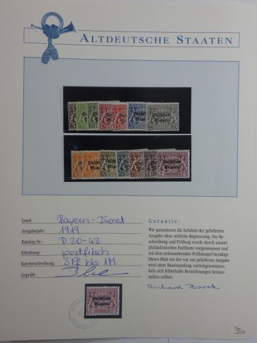 Bayern Dienstmarken 30-43 postfrisch Borek Garantie #DFV43