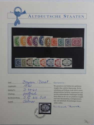 Bayern Dienstmarken 44-61 postfrisch Borek Garantie #DFV44
