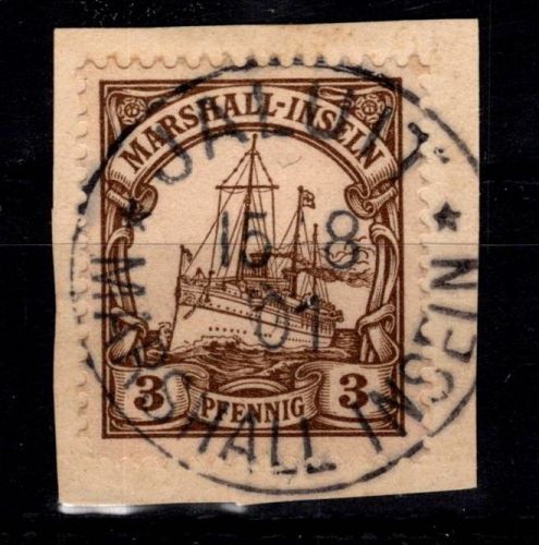 Deutsche Kolonien Marshall-Inseln 13 gestempelt Briefst. mit Vollstempel #DFR19