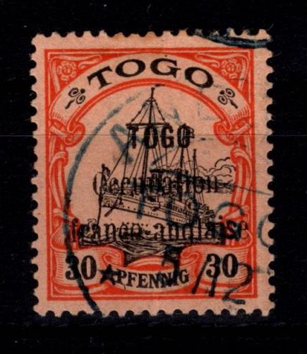 Deutsche Kolonien Togo Französische Besetzung 5 gestempelt gep. Bothe BPP #DFS11