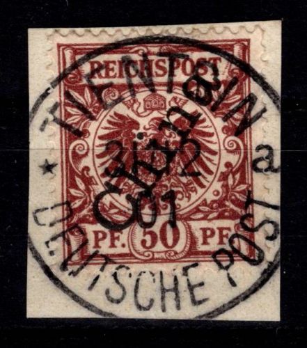Deutsche APA China 6 II gestempelt auf Briefstück mit Vollstempel #DFS96