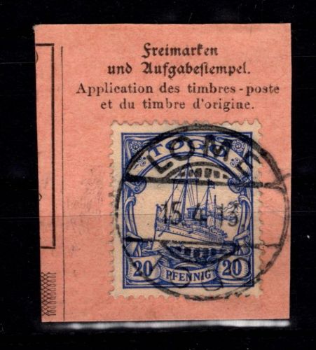 Deutsche Kolonien Togo 8 gestempelt auf Briefstück mit Vollstempel #DFZ63