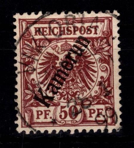 Deutsche Kolonien Kamerun 6 gestempelt Zahnmangel und kleiner Cut #DGC29