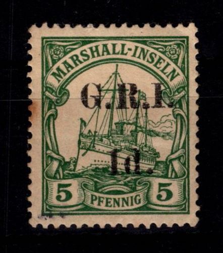 Deutsche Kolonien Marshall-Inseln Britische Besetzung 2 mit Falz signiert #DGD07