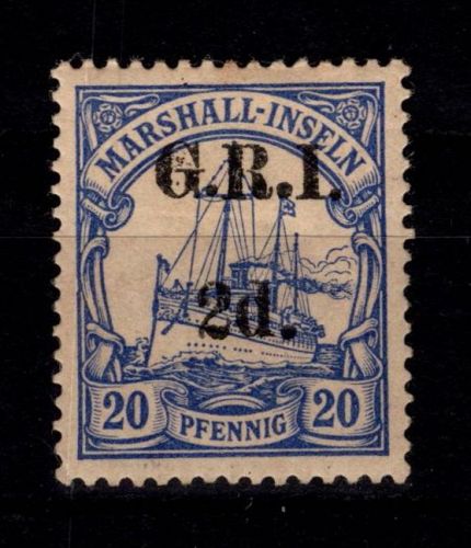 Deutsche Kolonien Marshall-Inseln Britische Besetzung 4 mit Falz signiert #DGD10
