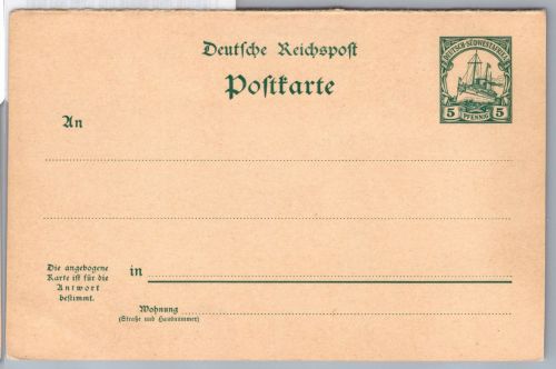 Deutsche Kolonien Südwestafrika P 15 A als Ganzsache ungelaufen #DGE21