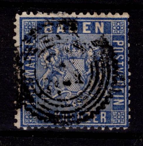 Baden 10 c gestempelt tief geprüft Bühler BPP, Randspalt #DCC75