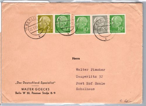 BRD Bund W 12, W 16 auf Brief 2. Stufe portogerecht #DEU46