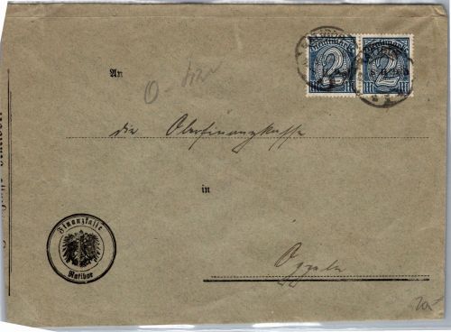 Dt. Abstimmungsgebiete Oberschlesien Dienst 19 auf Brief MeF #DEU90