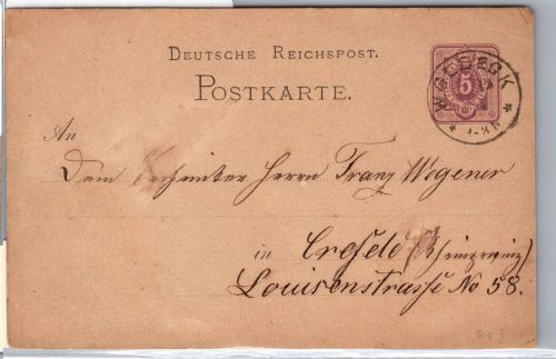 Deutsches Reich P 5 als Ganzsache nachverwendeter Preußen Stempel #DEU95