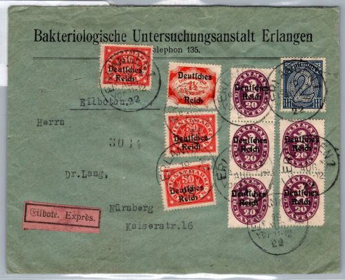 Deutsches Reich Dienst 37, 40, 48 u.a. auf Brief Eilbote Express #DFU14