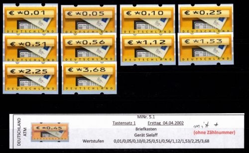 BRD Bund Automatenmarken 5.1 TS 1 postfrisch ohne Nummer #DGF53