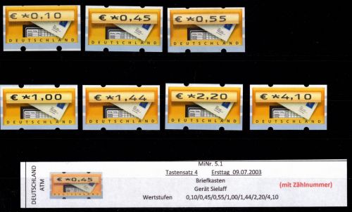 BRD Bund Automatenmarken 5.1 TS 4 postfrisch mit Nummer #DGF66