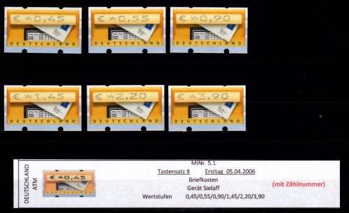 BRD Bund Automatenmarken 5.1 TS 8 postfrisch mit Nummer #DGF78