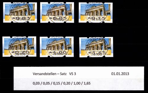 BRD Bund Automatenmarken 6 VS 3 gestempelt mit Nummer #DGF81
