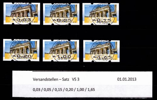 BRD Bund Automatenmarken 6 VS 3 gestempelt ohne Nummer #DGF83