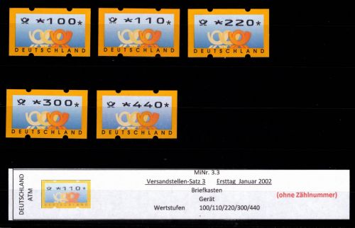 BRD Bund Automatenmarken 3.3 VS 3 postfrisch