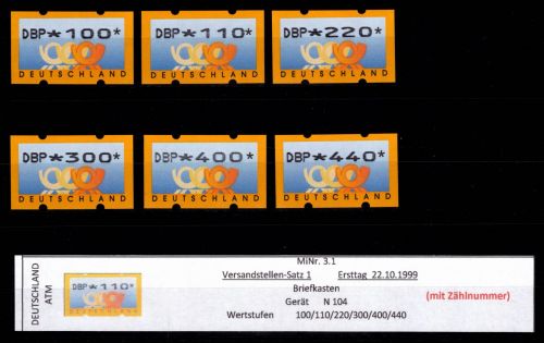 BRD Bund Automatenmarken 3.1 VS 1 postfrisch mit Nummer #DGG93