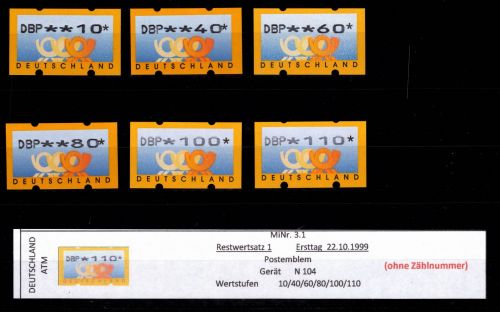 BRD Bund Automatenmarken 3.1 RS 1 postfrisch