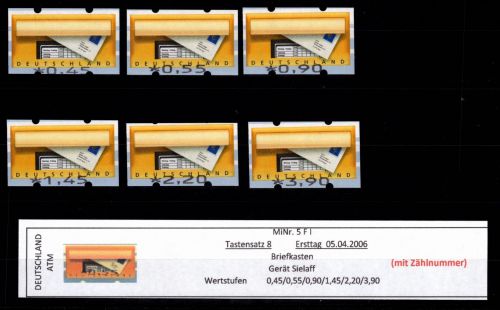 BRD Bund Automatenmarken 5 F I TS 8 postfrisch