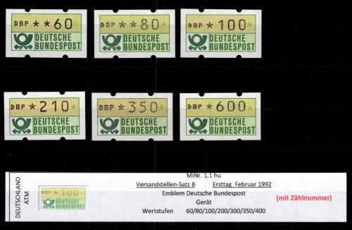 BRD Bund Automatenmarken 1.1 hv RS 1 postfrisch